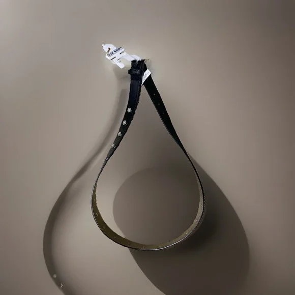 Steve Madden Faux Leather Belt‎ Womens Medium Black Bling NWT Only 1 - Picture 2 of 6